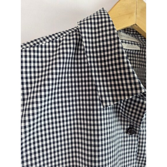 Van Heusen Women's Shirt Size Large Black Gingham Plaid 3/4 Sleeve Button Down - Picture 4 of 9